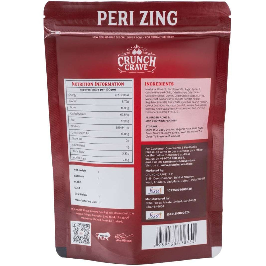 Peri Zing – Spicy Kick by CrunchCrave – Roasted & Flavoured Makhana(45g) Peri Zing – Spicy Kick by CrunchCrave – Roasted & Flavoured Makhana(45g)