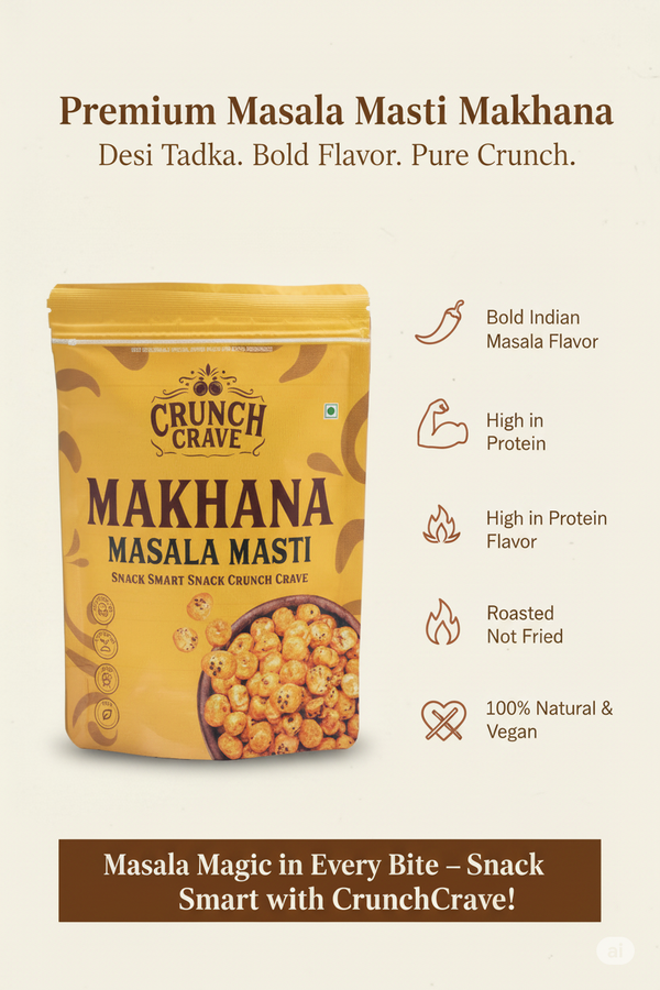 Masala Masti– Desi Tadka by CrunchCrave – Roasted & Flavoured Makhana(45g) Masala Masti– Desi Tadka by CrunchCrave – Roasted & Flavoured Makhana(45g)