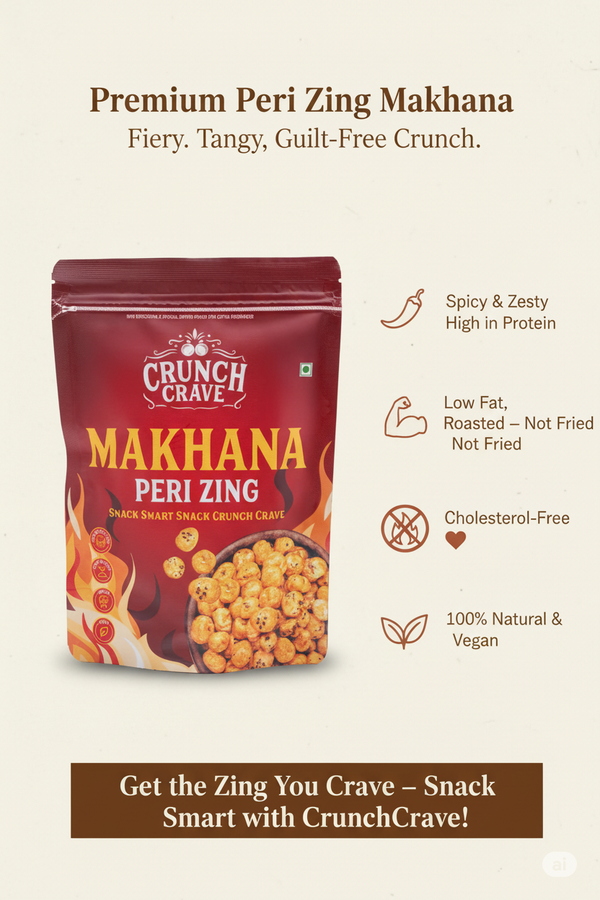 Peri Zing – Spicy Kick by CrunchCrave – Roasted & Flavoured Makhana(45g) Peri Zing – Spicy Kick by CrunchCrave – Roasted & Flavoured Makhana(45g)