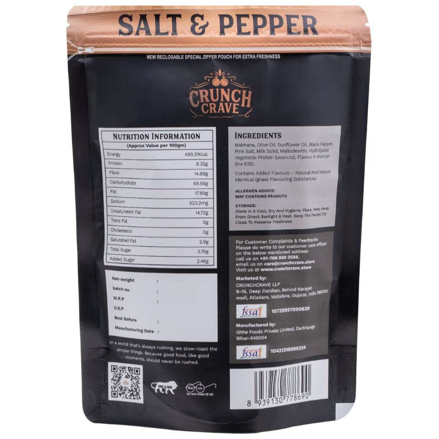 Salt & Pepper – Bold Seasoned by CrunchCrave – Roasted & Flavoured Makhana(45g) Salt & Pepper – Bold Seasoned by CrunchCrave – Roasted & Flavoured Makhana(45g)