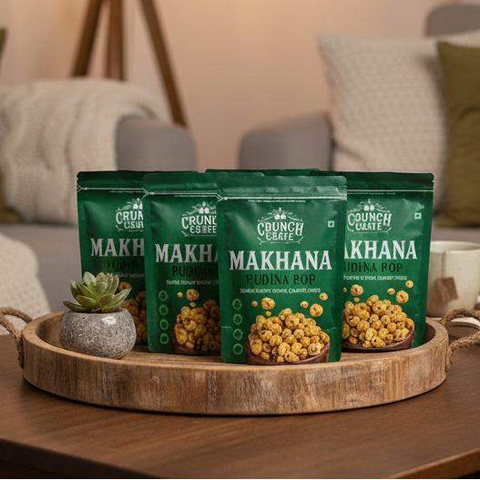 Pudina Pop – Mint Masala (Pack of 4) by CrunchCrave – Roasted & Flavoured Makhana (45g each)