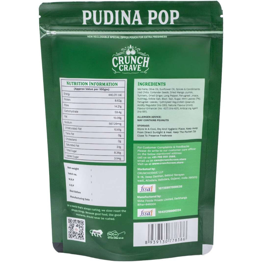 Pudina Pop – Mint Masala by CrunchCrave – Roasted & Flavoured Makhana(45g)